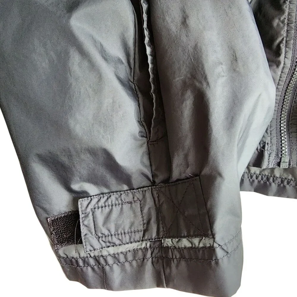 Vintage Adidas Windbreaker Jacket Men’s Size L Gray Orange 3-Stripes Hooded Zip
